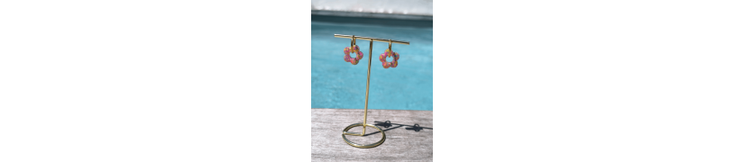 Boucles d'oreille Fleur Pastel Rose | Les Bricoles de B