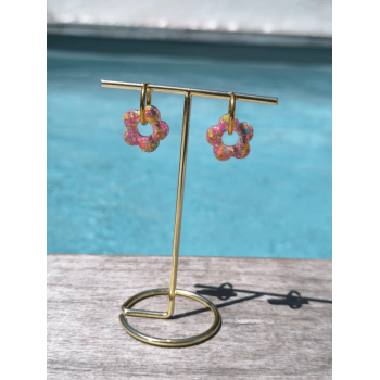 Boucles d'oreille Fleur Pastel Rose | Les Bricoles de B