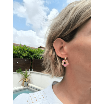 Boucles d'oreille Fleur Pastel Rose | Les Bricoles de B