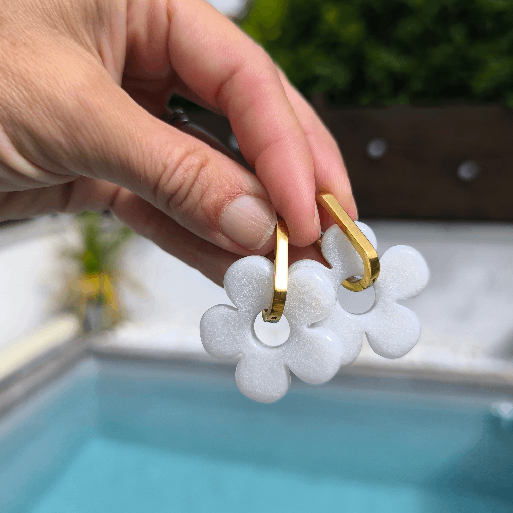 photo de boucles d'oreilles big fleur white