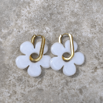 Boucles d'oreilles Big Fleur White | Les Bricoles de B