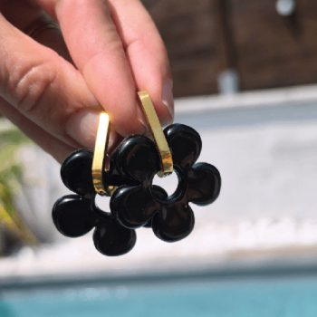 photo de boucles d'oreille Big Fleur Black