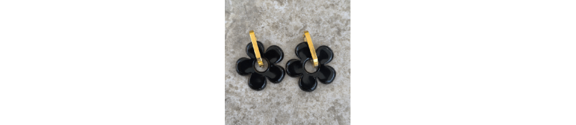Boucles d'oreilles Big Fleur Black | Les Bricoles de B