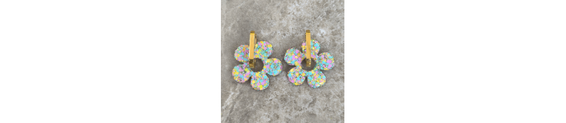 Boucles d'oreilles Big Fleur Pastel | Les Bricoles de B