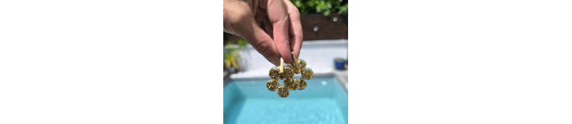 photo de boucles d'oreille big fleur champagne
