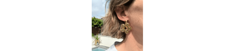 Boucles d'oreilles Big Fleur Champagne | Les Bricoles de B