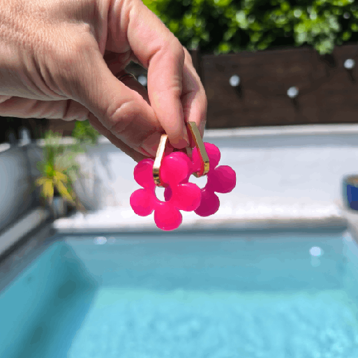 photo de boucles d'oreille big fleur pink