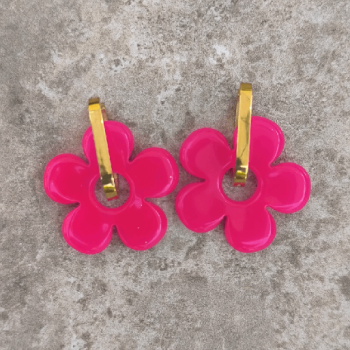 Boucles d'oreilles Big Fleur Pink Pop | Les Bricoles de B