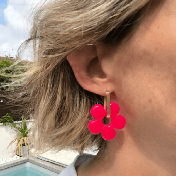 Boucles d'oreilles Big Fleur Pink Pop | Les Bricoles de B