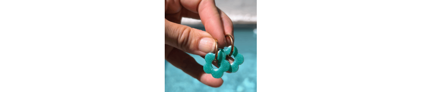 photo de boucles d'oreilles fleur green pop