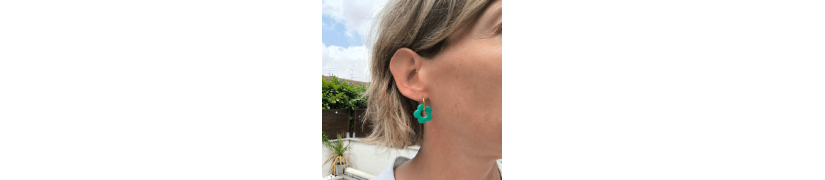 Boucles d'oreille Fleur Green Pop | Les Bricoles de B