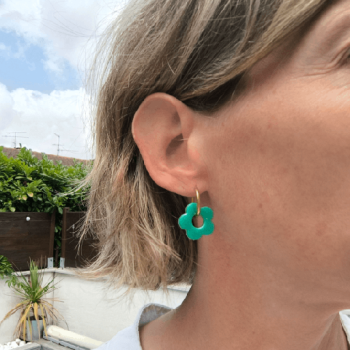 Boucles d'oreille Fleur Green Pop | Les Bricoles de B