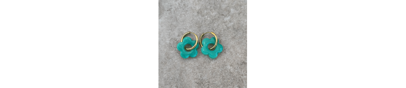 Boucles d'oreille Fleur Green Pop | Les Bricoles de B
