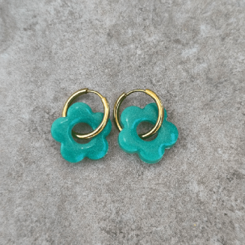 Boucles d'oreille Fleur Green Pop | Les Bricoles de B
