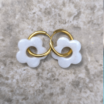 Boucles d'oreille Fleur White | Les Bricoles de B