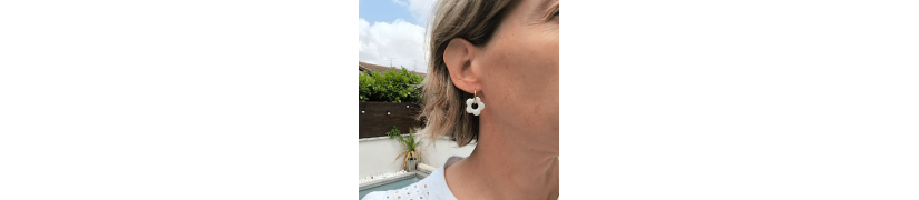 Boucles d'oreille Fleur White | Les Bricoles de B