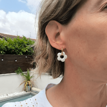 Boucles d'oreille Fleur White | Les Bricoles de B