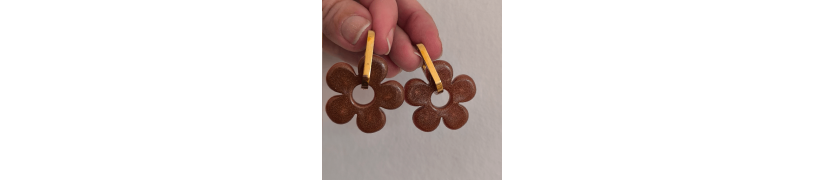 Boucles d'oreilles Big Fleur Chocolat | Les Bricoles de B