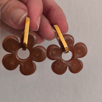Boucles d'oreilles Big Fleur Chocolat | Les Bricoles de B