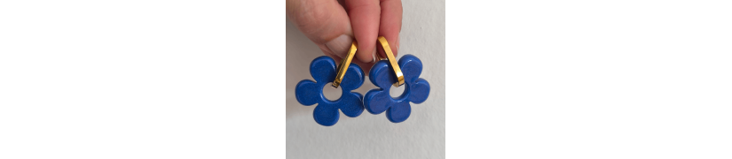 Boucles d'oreilles Big Fleur Blue | Les Bricoles de B