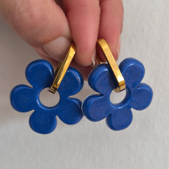 Boucles d'oreilles Big Fleur Blue | Les Bricoles de B