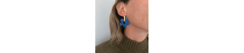 Boucles d'oreilles Big Fleur Blue | Les Bricoles de B