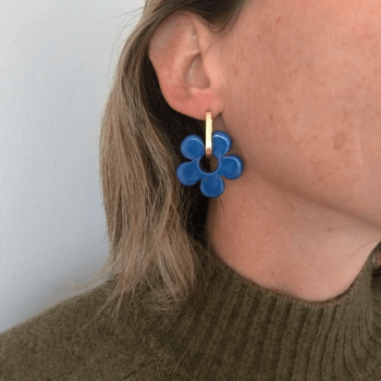 Boucles d'oreilles Big Fleur Blue | Les Bricoles de B