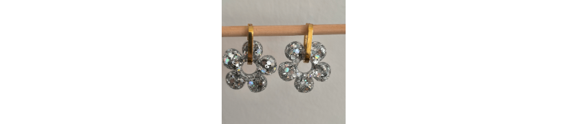 photo de boucles d'oreilles big fleur neige