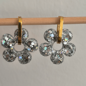 photo de boucles d'oreilles big fleur neige