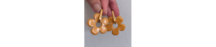 Boucles d'oreilles Big Fleur Camel | Les Bricoles de B
