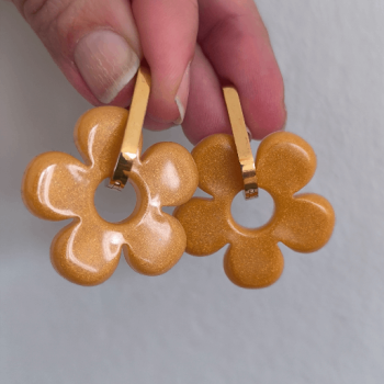 Boucles d'oreilles Big Fleur Camel | Les Bricoles de B