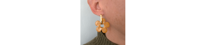 Boucles d'oreilles Big Fleur Camel | Les Bricoles de B
