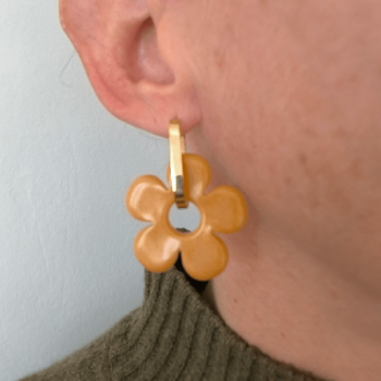 Boucles d'oreilles Big Fleur Camel | Les Bricoles de B