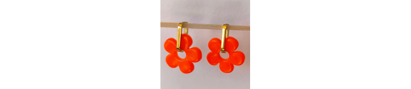photo de boucles d'oreilles big fleur orange