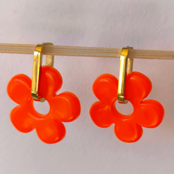 photo de boucles d'oreilles big fleur orange