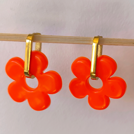 photo de boucles d'oreilles big fleur orange