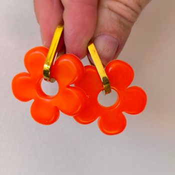 Boucles d'oreilles Big Fleur Orange | Les Bricoles de B