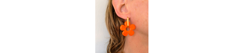 Boucles d'oreilles Big Fleur Orange | Les Bricoles de B