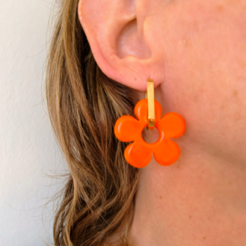 Boucles d'oreilles Big Fleur Orange | Les Bricoles de B