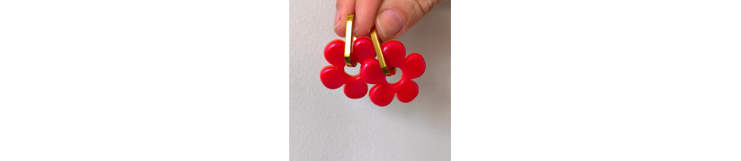 Boucles d'oreilles Big Fleur Framboise | Les Bricoles de B