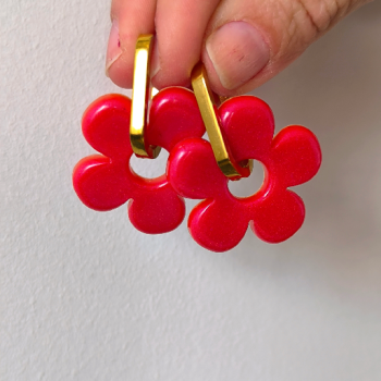 Boucles d'oreilles Big Fleur Framboise | Les Bricoles de B