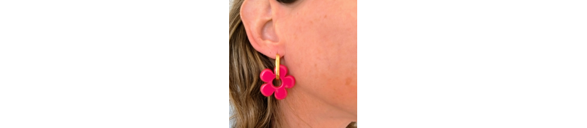Boucles d'oreilles Big Fleur Framboise | Les Bricoles de B