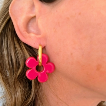 Boucles d'oreilles Big Fleur Framboise | Les Bricoles de B