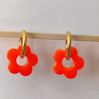 photo de boucles d'oreille fleur orange pop