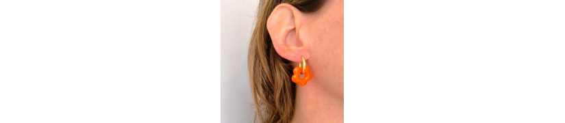 Boucles d'oreille Fleur Orange Pop | Les Bricoles de B