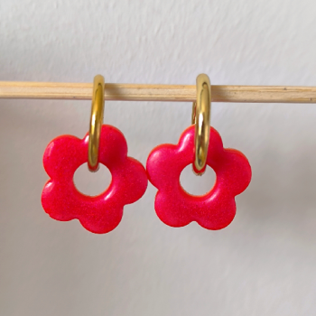 photo de boucles d'oreille fleur framboise