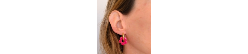 Boucles d'oreille Fleur Framboise | Les Bricoles de B