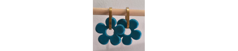 Boucles d'oreilles Big Fleur Blue Duck | Les Bricoles de B