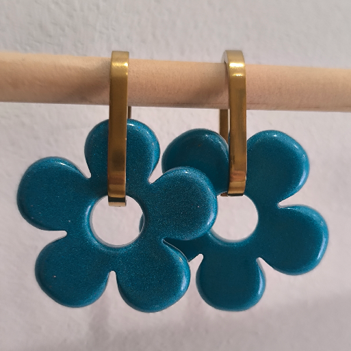 Boucles d'oreilles Big Fleur Blue Duck | Les Bricoles de B