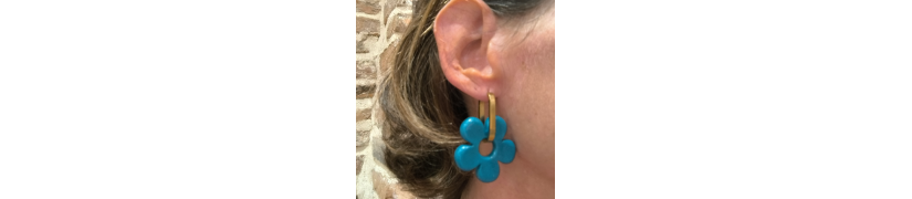 Boucles d'oreilles Big Fleur Blue Duck | Les Bricoles de B